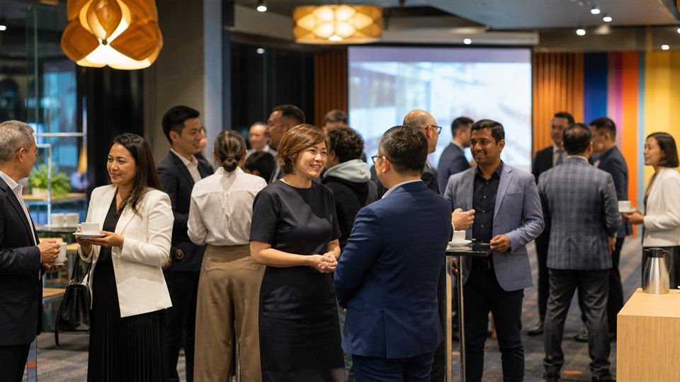 Local business owners meeting at a professional networking night